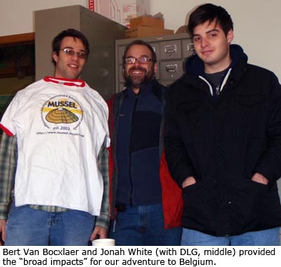 Bert Van Bocxlaer and Jonah White (with Daniel Graf, middle) provided the "broad impacts" for our adventure to Belgium.