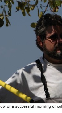 Daniel Graf and Kevin Cummings basking in the glow of a successful morning collecting on Lake Bangweulu in Zambia.