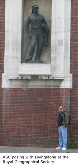 Kevin Cummings with Livingstone at the Royal Geographical Society.