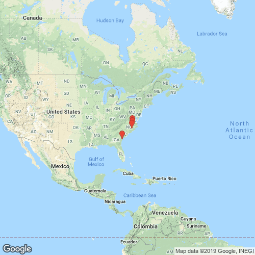 specimens map of Elliptio roanokensis