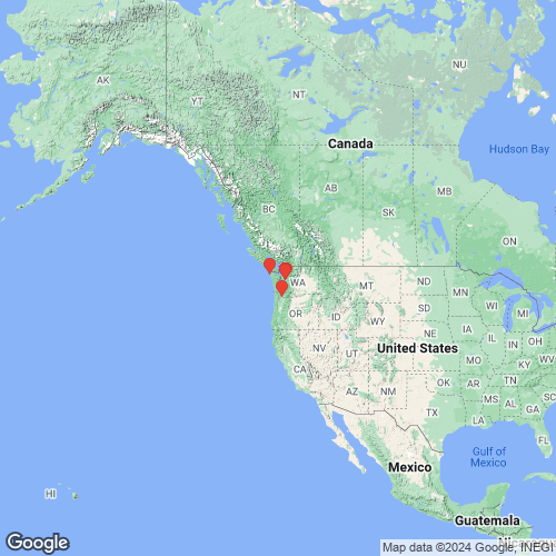 specimens map of Anodonta oregonensis
