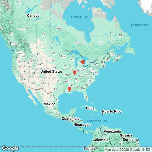 specimens map of Toxolasma glans