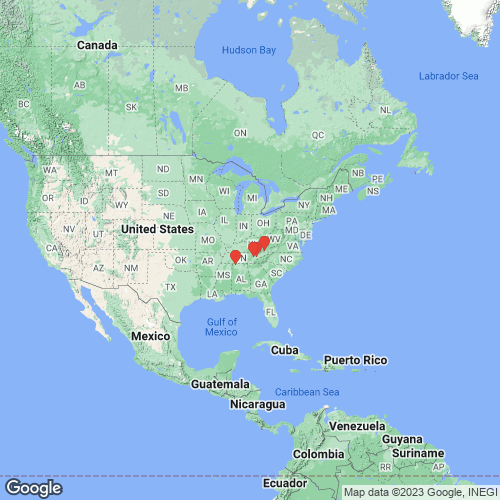 specimens map of Fusconaia cuneolus