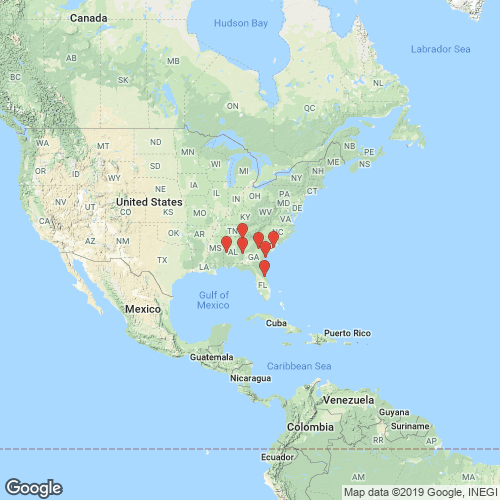 specimens map of Villosa vibex