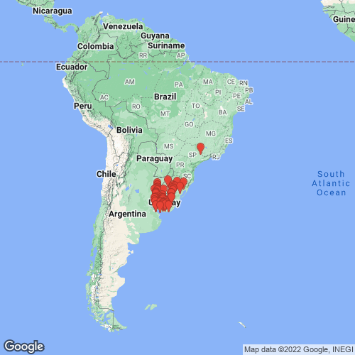 specimens map of Diplodon wymanii